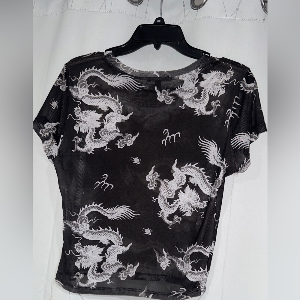 Fashion Nova Black and White Dragon Blouse